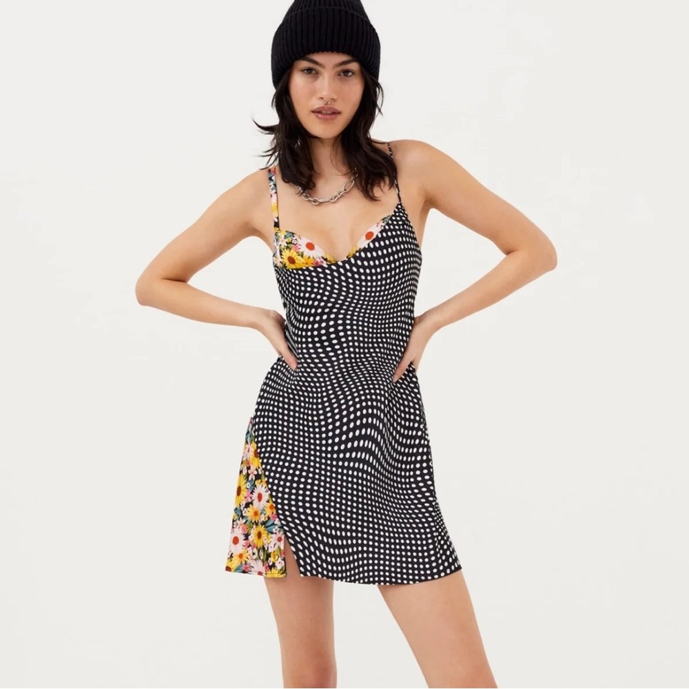 For Love & Lemons Anya Mini Dress Polka Dot Floral Sexy $250 NWT XS abstract